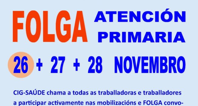 CIG-Saúde amplía a convocatoria de folga na Atención Primaria para os días 27 e 28 de novembro
