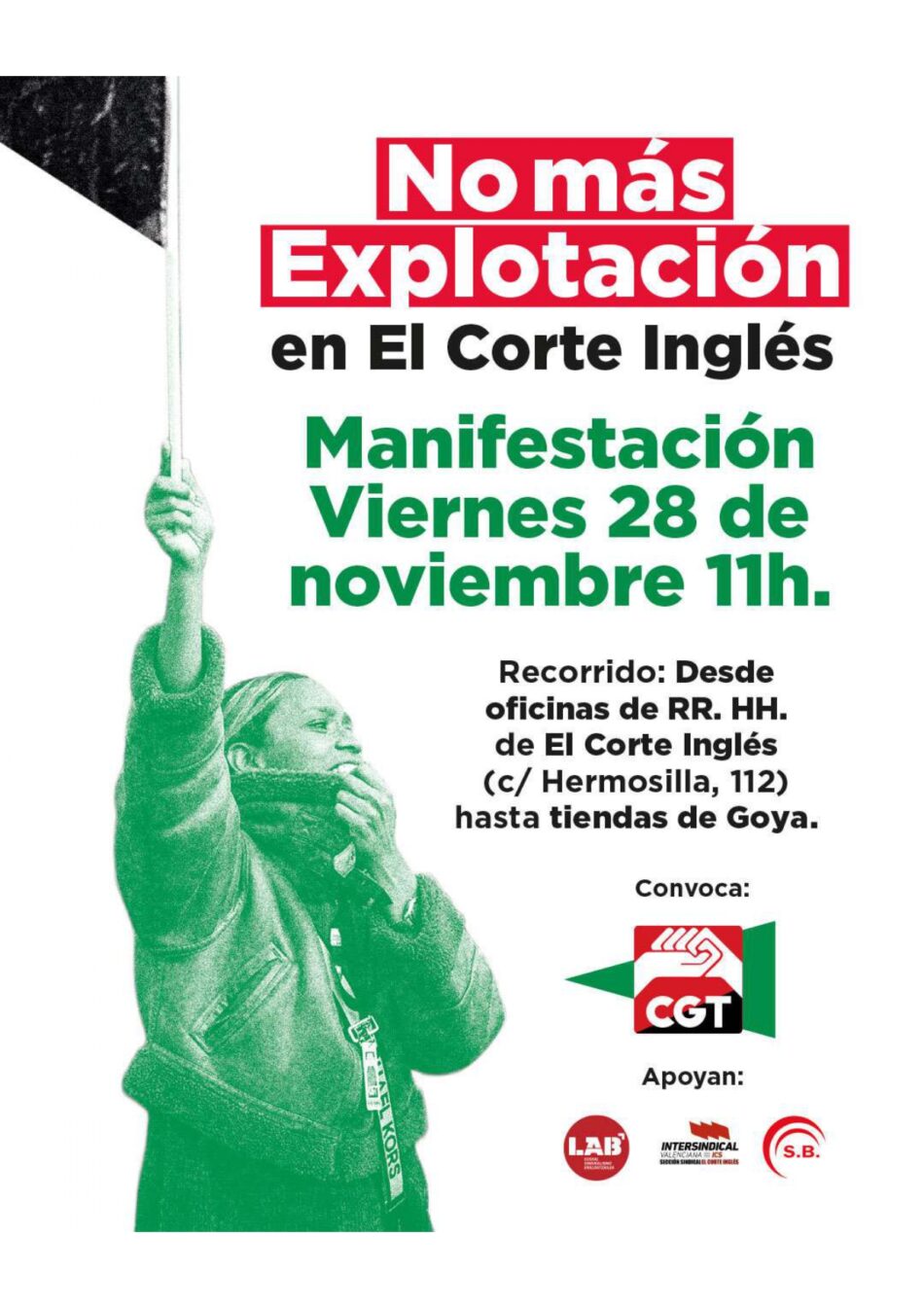CGT denuncia la precariedad y la explotación laboral en El Corte Inglés y convoca movilizaciones