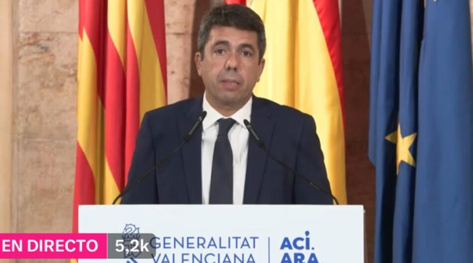 Sumar País Valencià exigim a Carlos Mazón la convocatòria d’eleccions