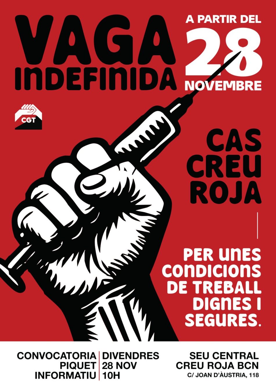 Vaga indefinida a Creu Roja Barcelona divendres 28 novembre 