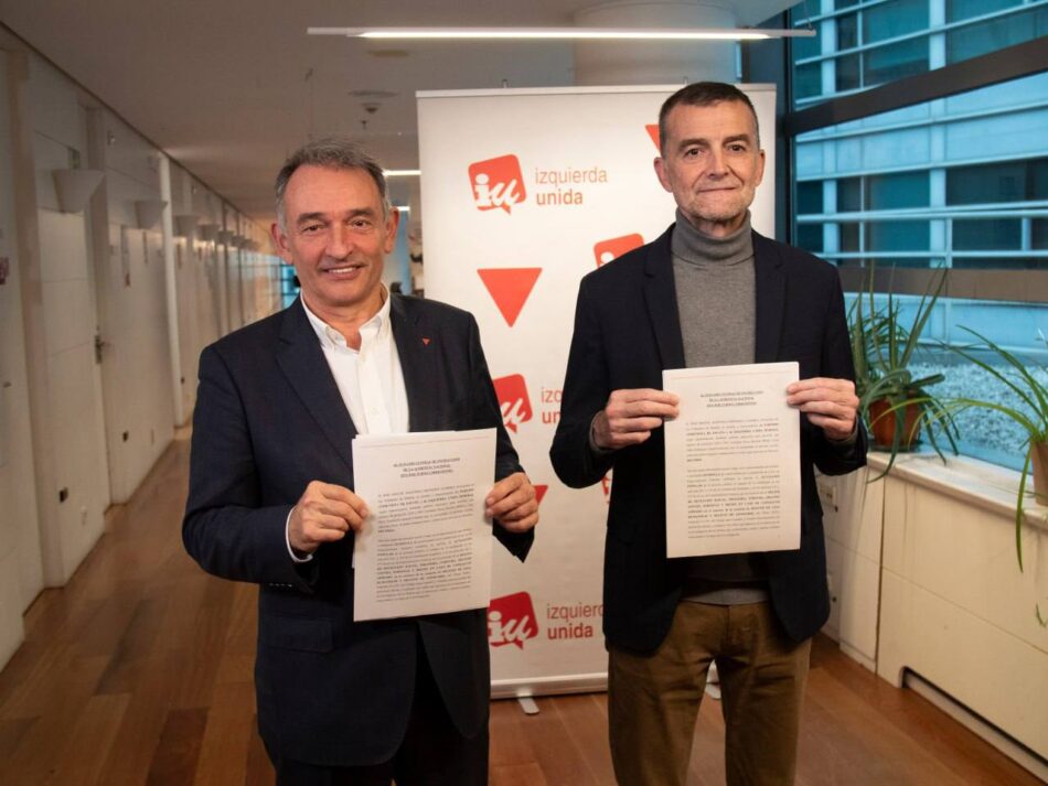 Maíllo y Santiago presentan la querella de IU y PCE contra altas autoridades civiles y militares del régimen israelí por su actuación criminal contra los españoles de la Global Sumud Flotilla