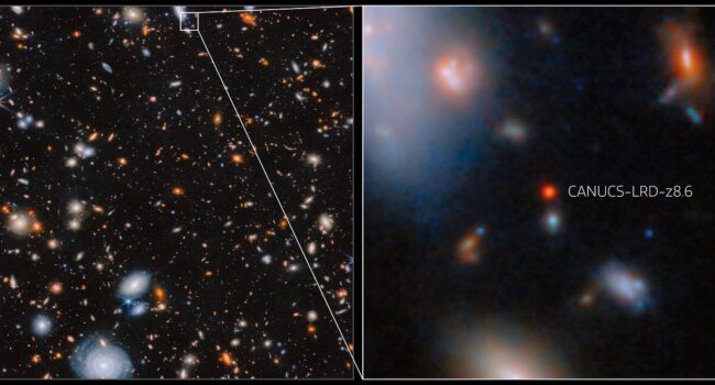 Webb detecta un agujero negro supermasivo en plena expansión en el Universo primitivo