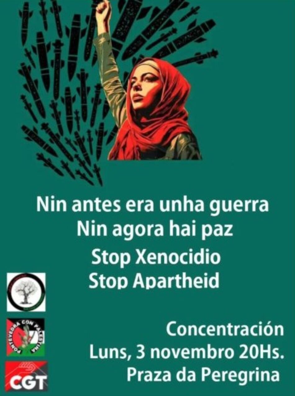 Concentración por Palestina en Praza Peregrina (Pontevedra): 3 de novembro