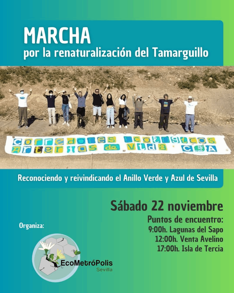 Marcha por la renaturalización del Tamarguillo Reconocimiento y reivindicación del Anillo Verde y Azul de Sevilla