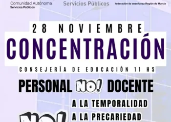 Intersindical, CCOO y UGT se concentran para reivindicar la dignificación y el reconocimiento del Personal No Docente (PND)