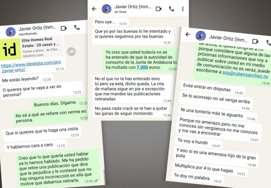 Rubén Sánchez denuncia por coacciones y amenazas al propietario de la inmobiliaria de Sevilla sancionado por sus fraudes a inquilinos