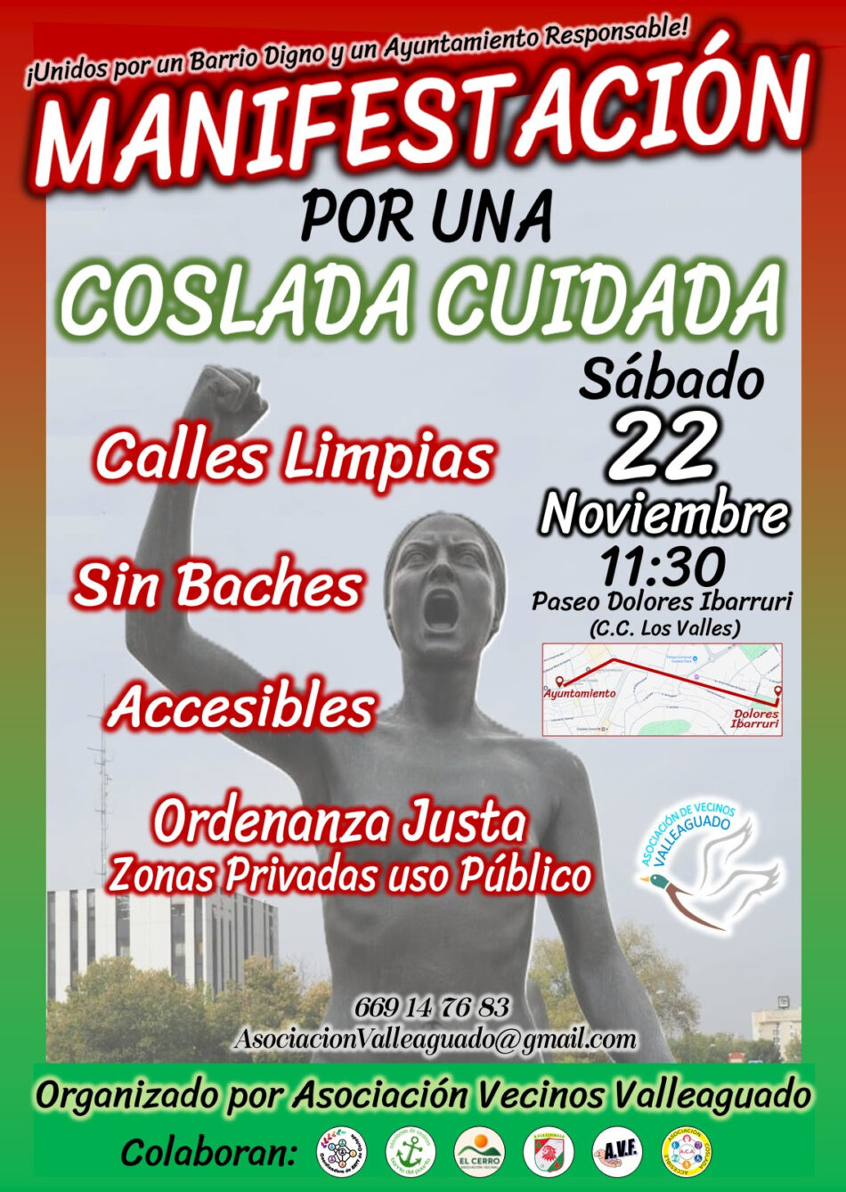 Convocan manifestación en Coslada para exigir al Ayuntamiento de Madrid «calles limpias, sin baches y accesibles»