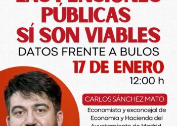 El Área de Pensionistas de IU Rivas desmonta los bulos sobre las pensiones públicas en un acto con Carlos Sánchez Mato que se celebrará el próximo 17 de enero