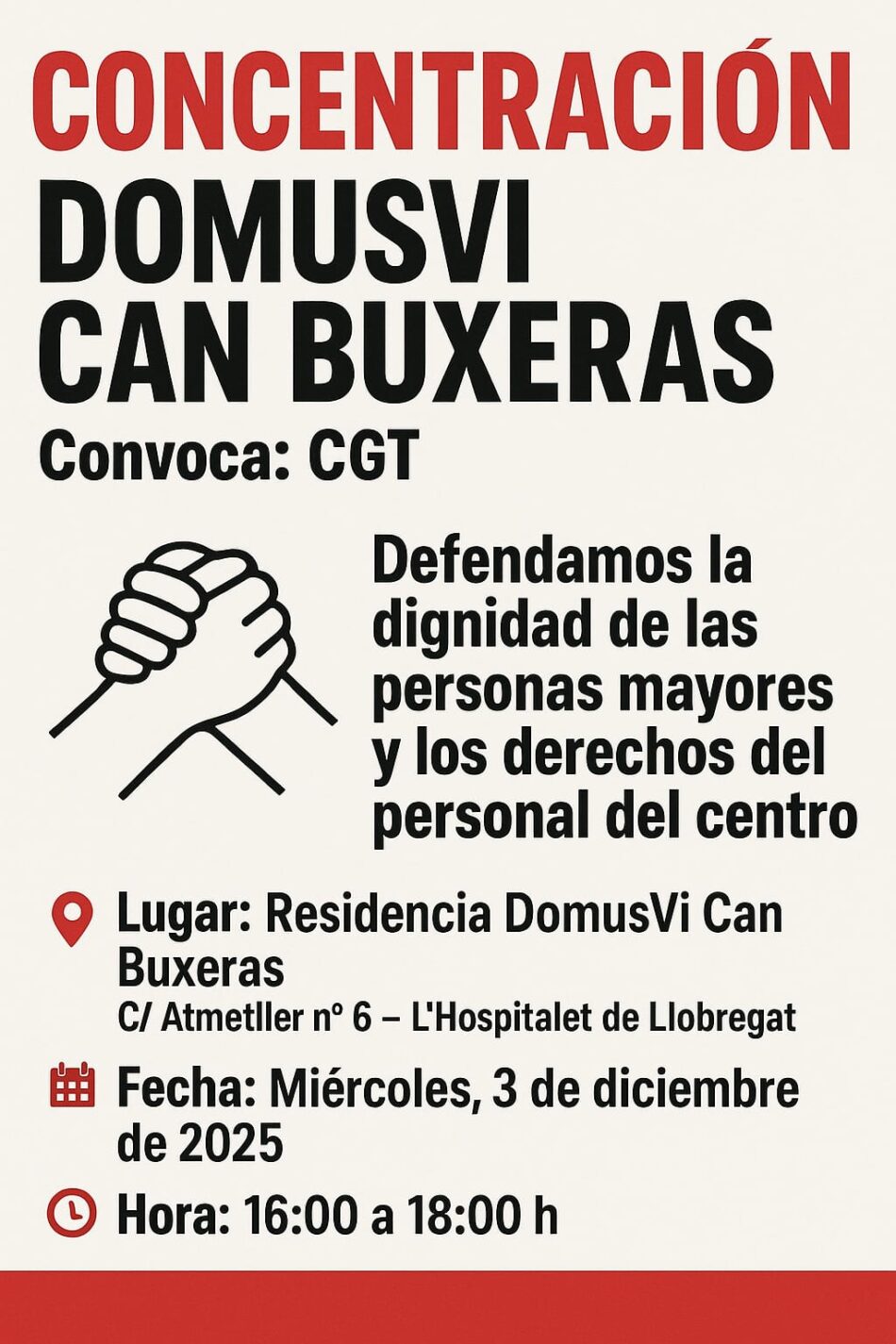 CGT:  «La Residencia DomusVi Can Buxeres de l’Hospitalet de Llobregat maltrata personal y personas mayores»