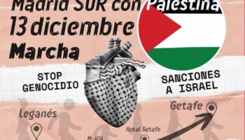 Marcha por Palestina entre Leganés y Getafe, el 13 de diciembre