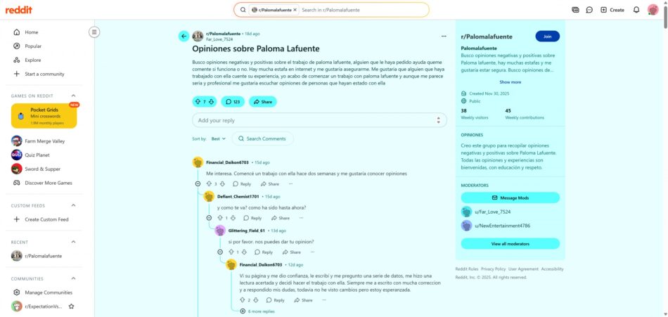 Paloma Lafuente opiniones: cómo interpretar foros y Reddit