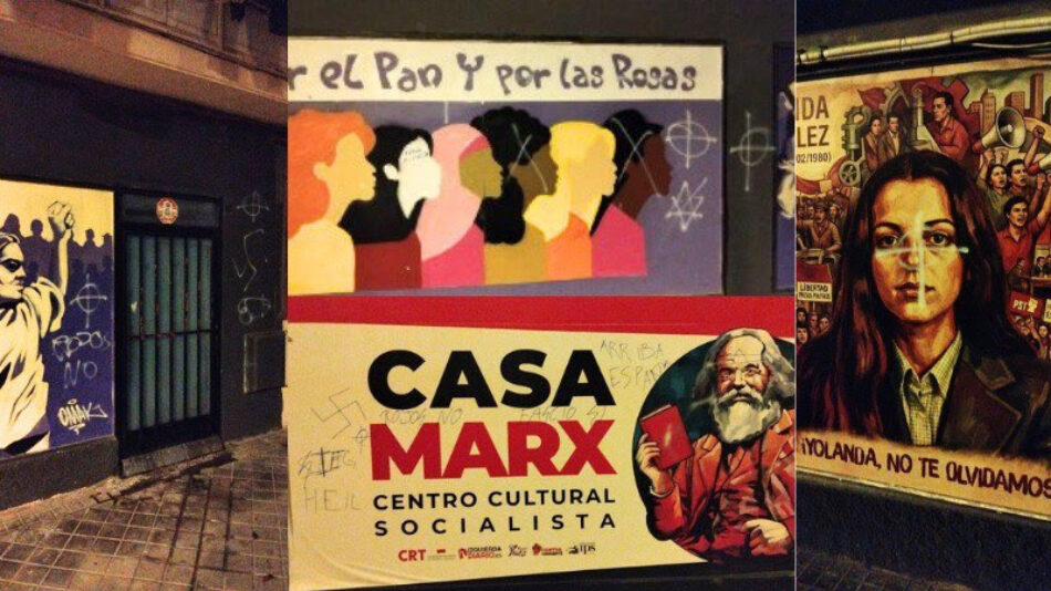 Ataque neonazi a los murales de Casa Marx, el local de la CRT, Contracorriente y Pan y Rosas en Vallecas