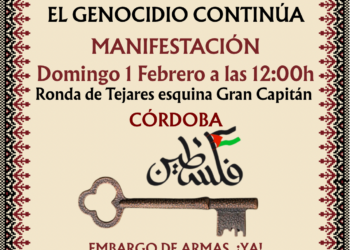 Las iniciativas cordobesas de Solidaridad con Palestina convocan una manifestación el domingo día 1 de febrero