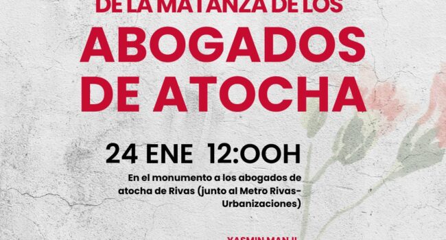 El PCE de Rivas conmemora el 49º aniversario de la matanza de los abogados de Atocha el próximo 24 de enero