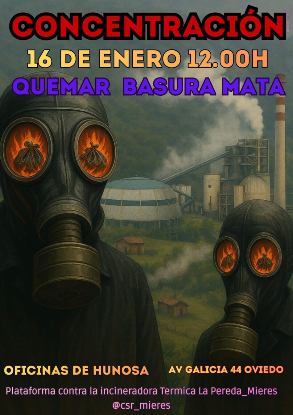 Convocan protesta este viernes frente a la sede de Hunosa contra la quema de basuras (Pereda en Mieres, Oviedo)