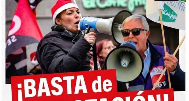 La CGT inicia un calendario de movilizaciones contra El Corte Inglés: «¡Basta de explotación!»