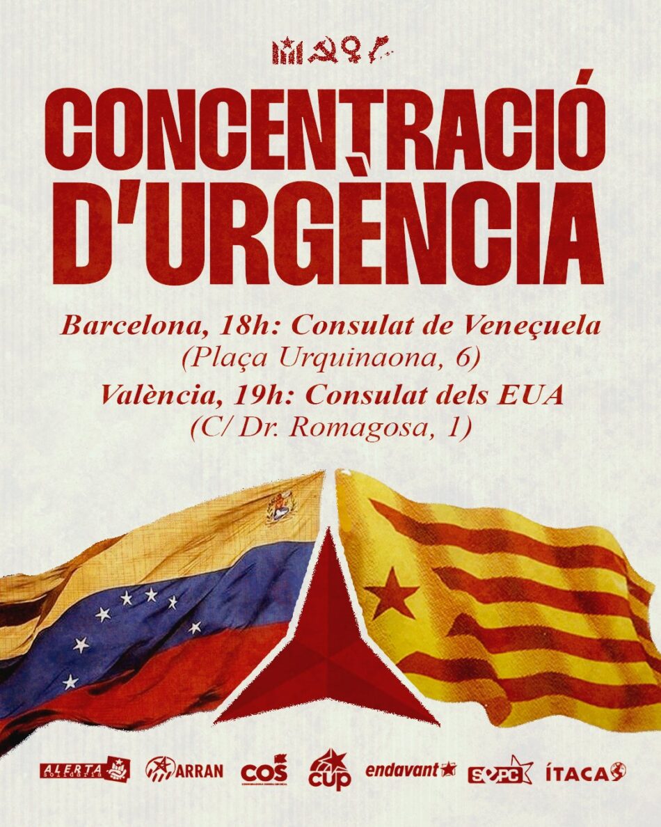 Convoquen una concentració d’urgència enfront del Consolat de Veneçuela a Barcelona en repudi a l’atac dels Estats Units