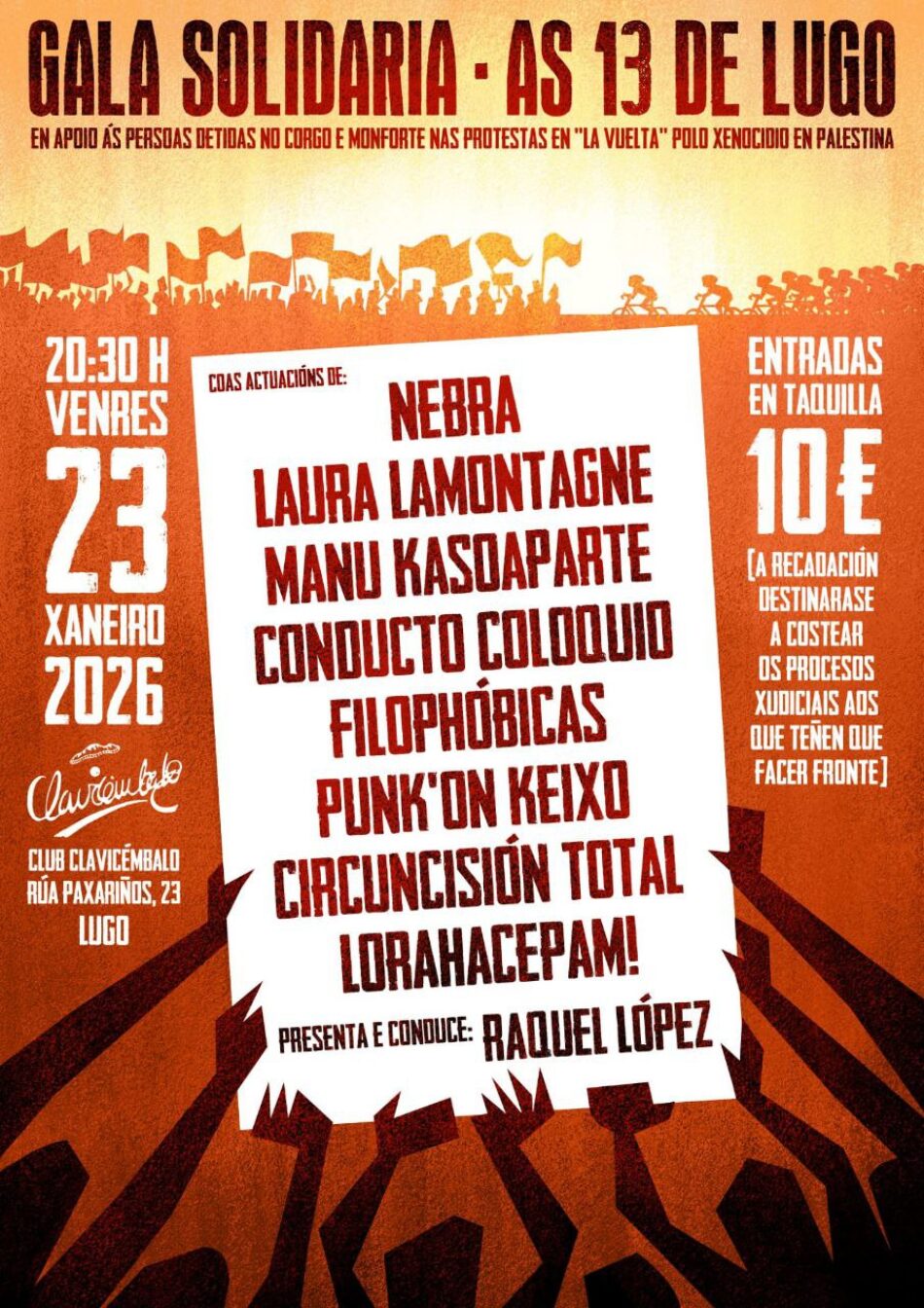 Gala musical solidaria coas «13 de Lugo» por Palestina: 23 xaneiro
