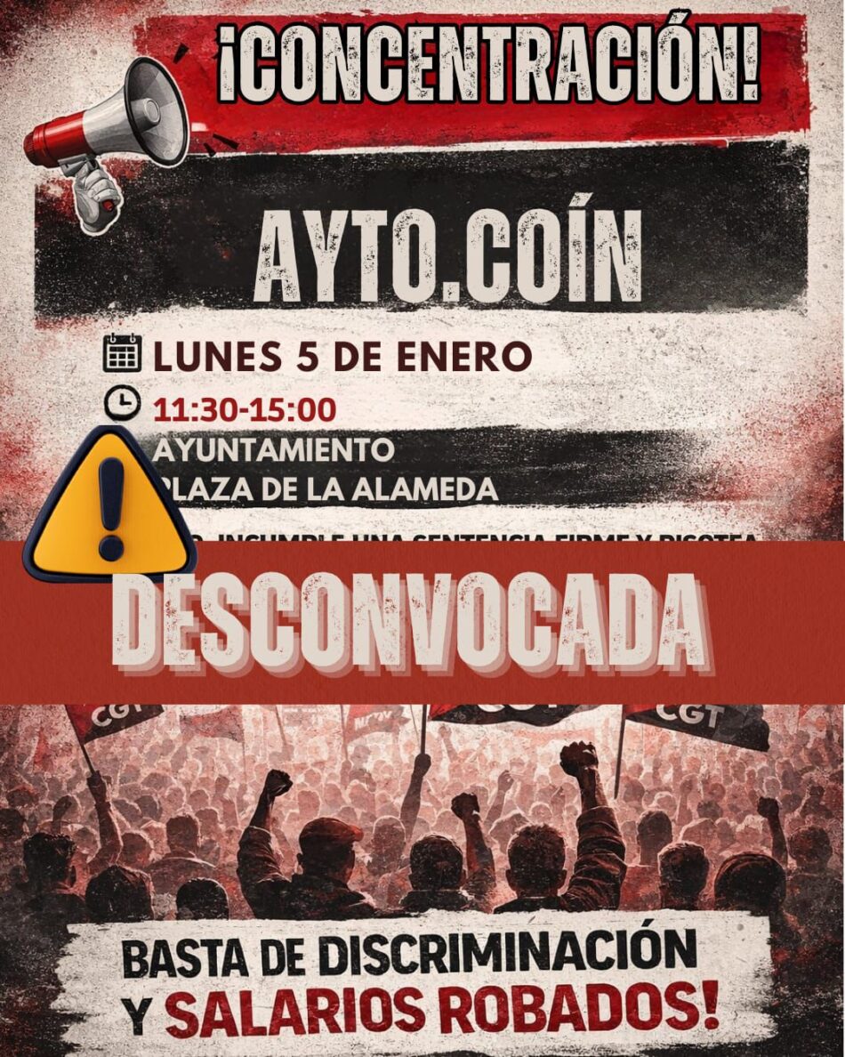 CGT: «Al alcalde de Coín (PP) se le atraganta el turrón»