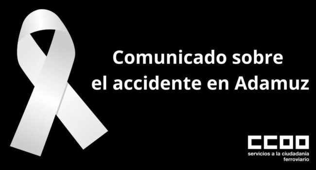 FSC-CCOO muestra su solidaridad con las víctimas y pide que se analicen las causas del accidente ferroviario en Córdoba