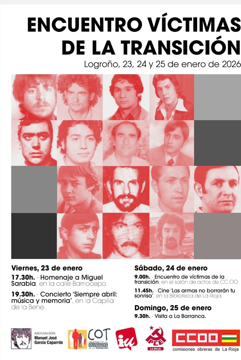 Encuentro de víctimas de la Transición en Logroño reunirá a familiares y activistas por la Memoria y contra la Impunidad