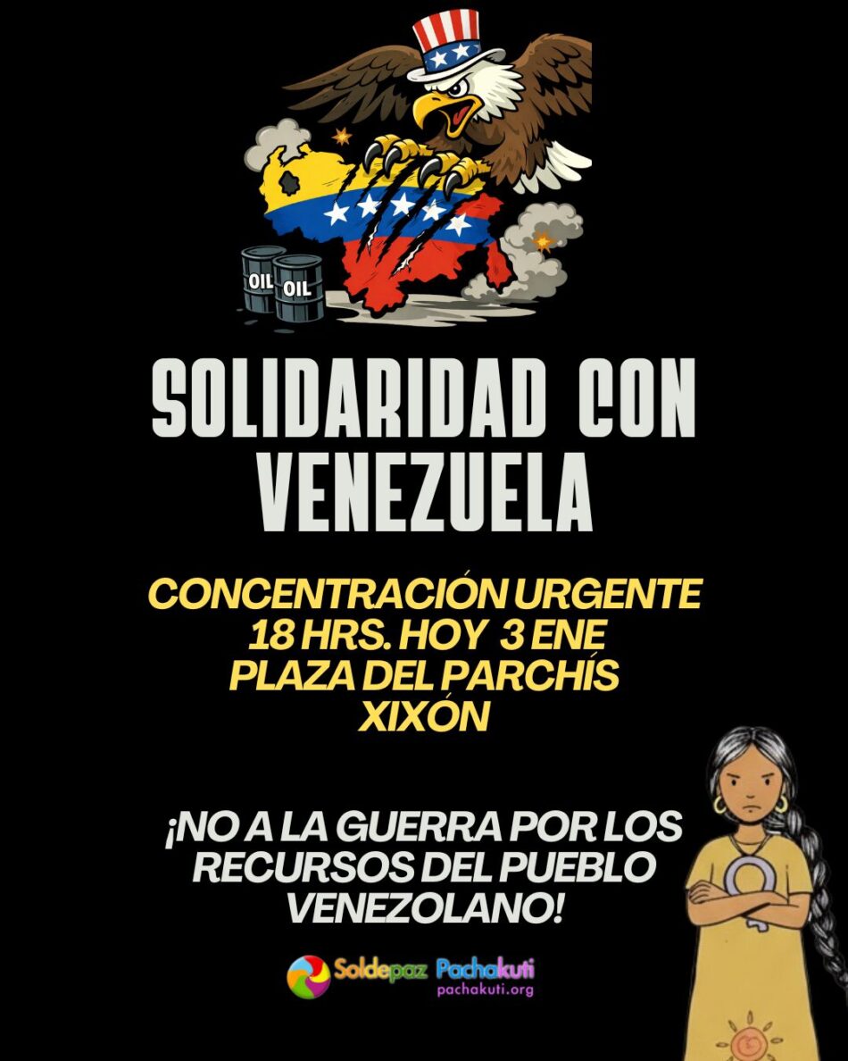 Convocada concentración por la Paz en Venezuela, Colombia y Nuestra América: 3 de enero, en Xixón