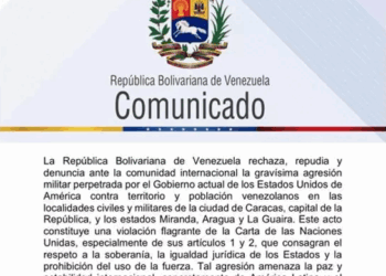 Comunicado de la República Bolivariana de Venezuela ante el ataque de EE.UU.