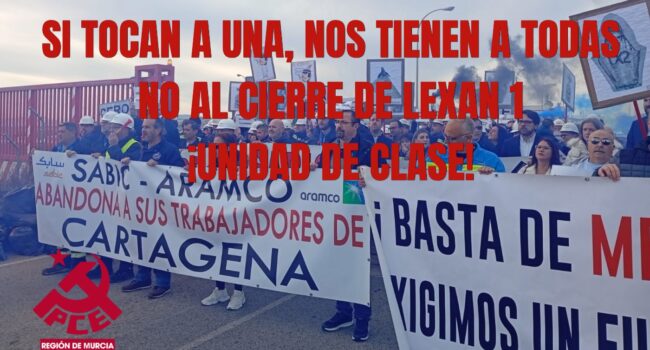 El PCRM apoya las movilizaciones de los trabajadores de Sabic y exige la paralización del cierre de Lexan 1