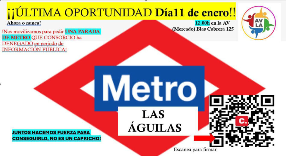 El barrio de Las Águilas (Madrid) sale de nuevo a la calle para reclamar la apertura de una estación de Metro