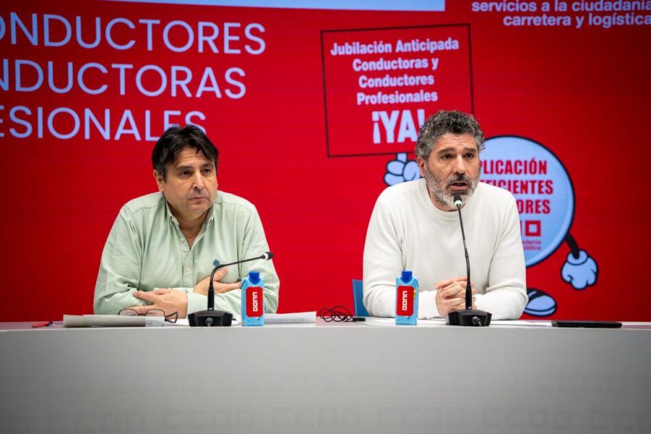 CCOO se movilizará el 10 de marzo en Madrid por las trabas del Gobierno a la jubilación anticipada de los conductores profesionales