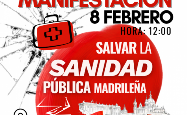 Miles de personas se manifestarán en Madrid este 8 de febrero en defensa de la sanidad pública