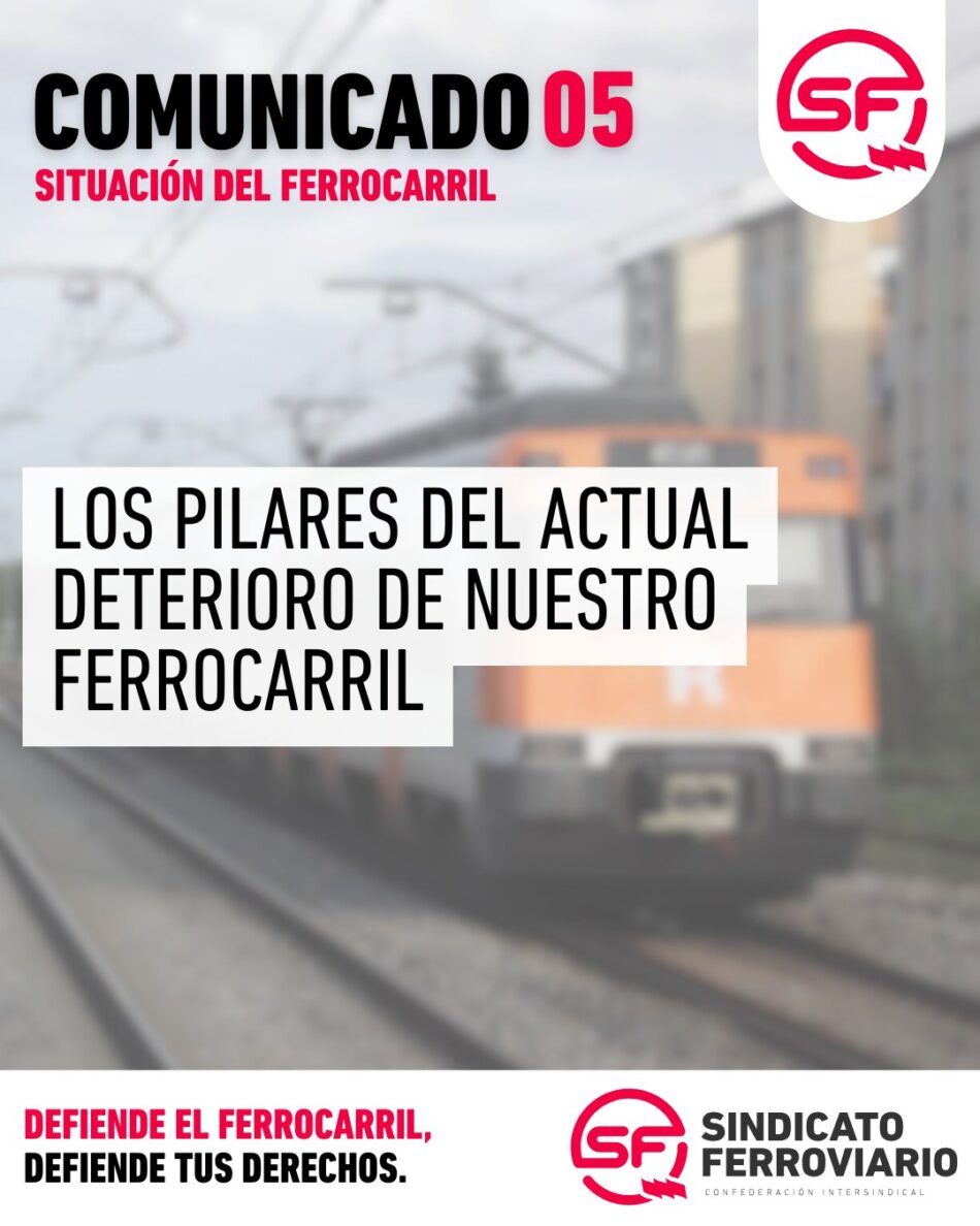 Sindicato ferroviario denuncia movilizaciones y huelgas para frenar los «pilares del actual deterioro de nuestro ferrocarril»
