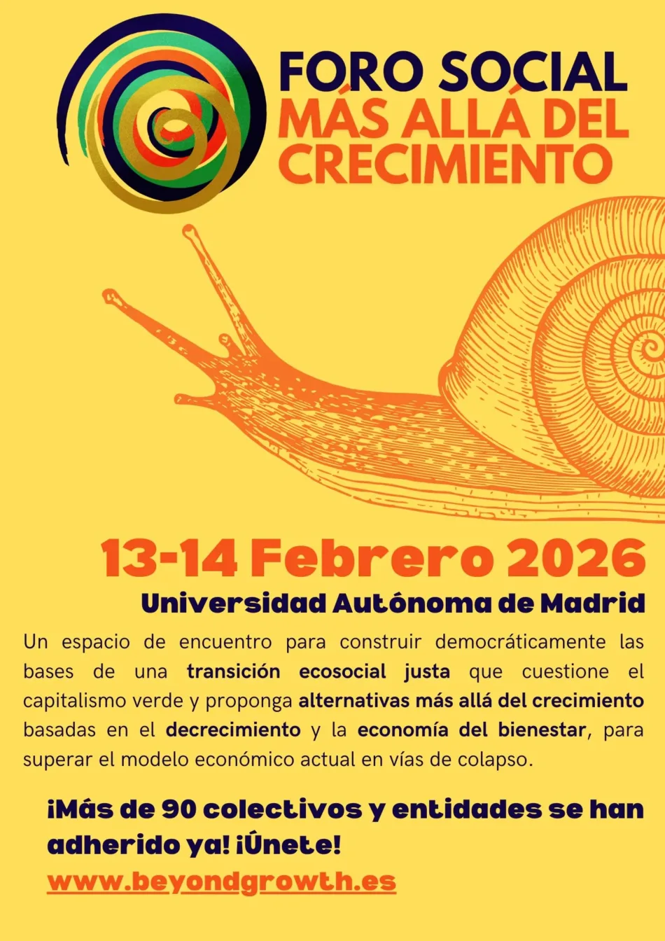 El «Foro Social Más allá del Crecimiento» debatirá propuestas para una transición ecosocial justa el 13 y 14 de febrero en la UAM