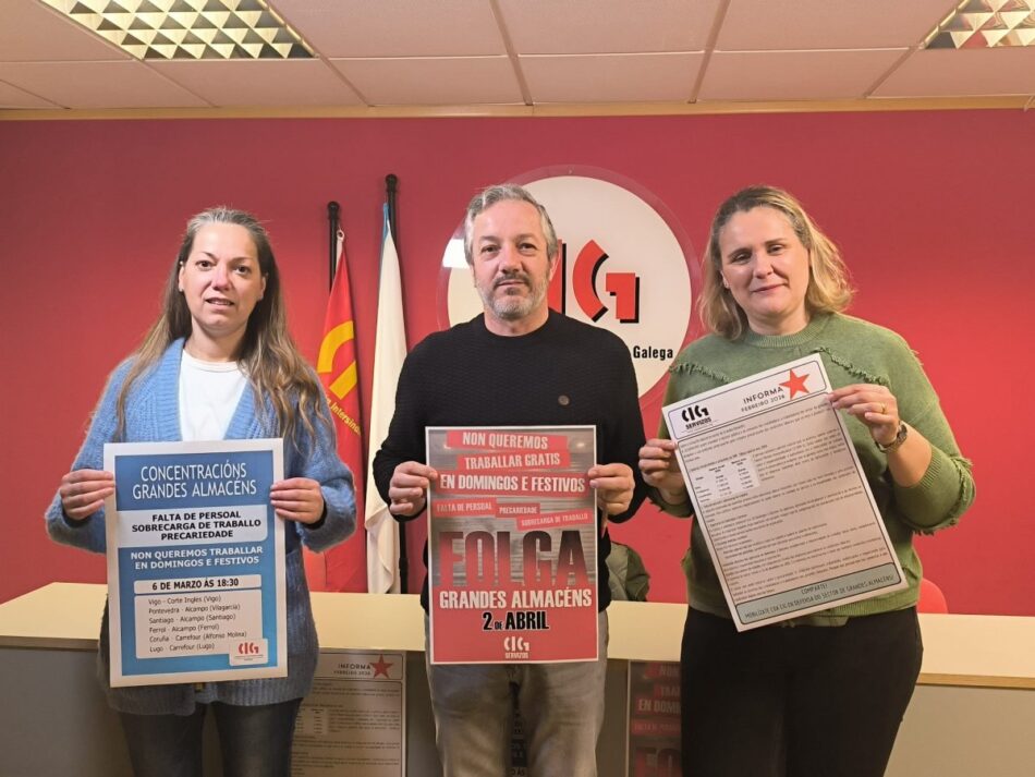 A CIG inicia unha campaña contra a precariedade nos grandes almacéns e a obriga de traballar en domingos e festivos