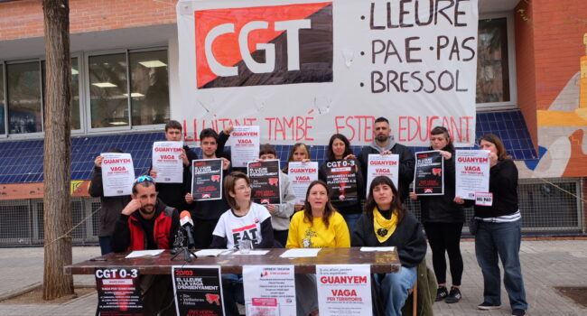 CGT amplia la vaga a més col·lectius educatius i fa una crida a la unitat dels sectors davant el “xantatge” del Departament d’Educació
