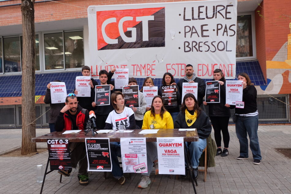 CGT amplia la vaga a més col·lectius educatius i fa una crida a la unitat dels sectors davant el “xantatge” del Departament d’Educació