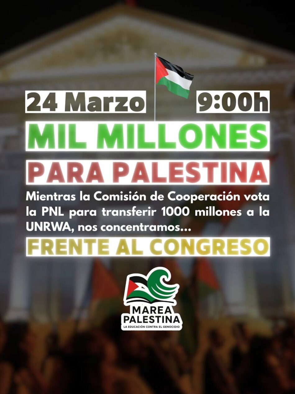 IU defiende mañana en el Congreso la iniciativa para lograr una “contribución extraordinaria” a la UNRWA de cerca de 1.000 millones de euros que palíe las graves carencias del pueblo palestino