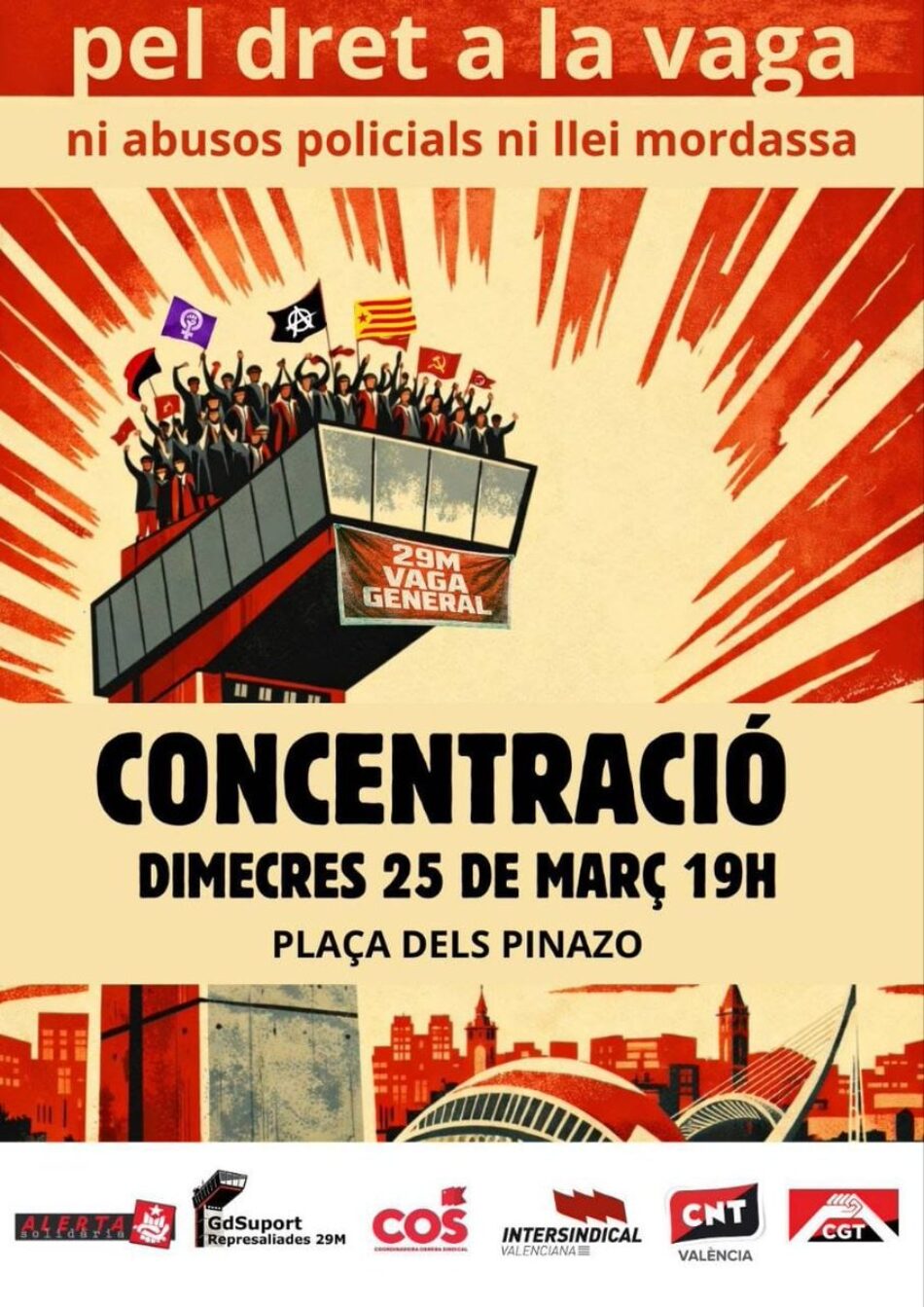 Sindicatos combativos y los movimientos sociales de Valencia se concentran contra la Ley Mordaza