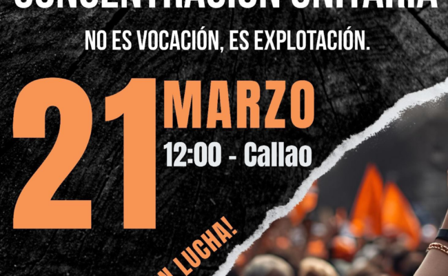 Concentración unitaria impulsada por la Plataforma del Sector Social de Madrid, el 21M: «Por un sector social 100% público de todas y para todas»