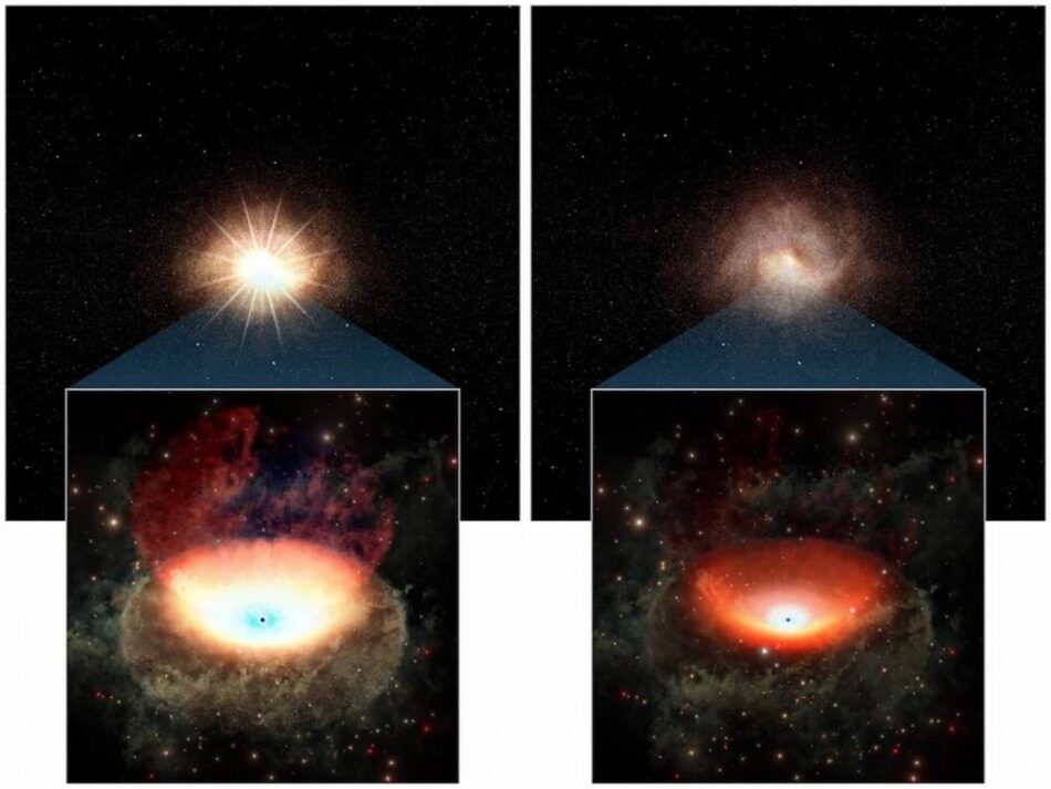Un agujero negro supermasivo pierde parte de su luminosidad en 20 años
