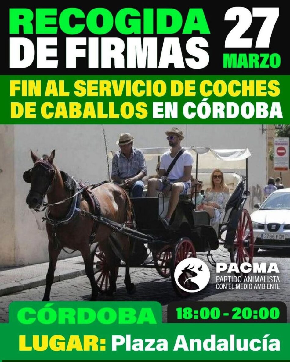 Convocada una movilización en Córdoba para pedir el fin de los coches de caballos: 27 de marzo
