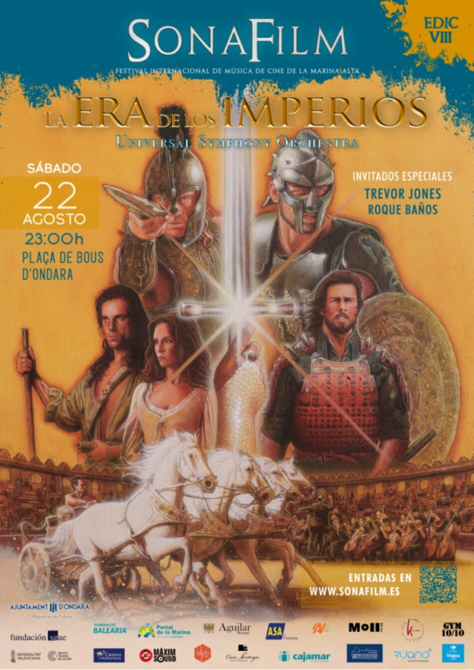 SONAFILM, Festival Internacional de Música de Cine Marina Alta, dedicará su octava edición al cine épico e histórico con los compositores Trevor Jones y Roque Baños como grandes invitados