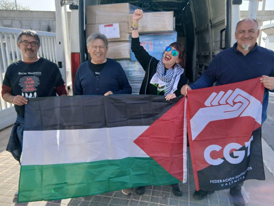 CGT, València és Refugi y Bombers pel món entregan 8 pallets de material para la Flotilla que el domingo parte rumbo a Gaza