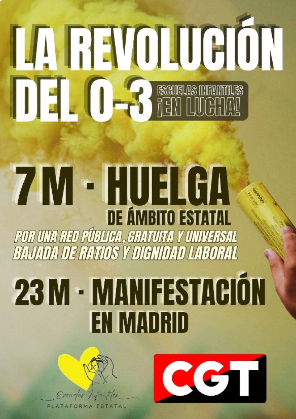 CGT convoca huelga estatal en Educación Infantil de 0-3 años el 7 de mayo y manifestación en Madrid el día 23