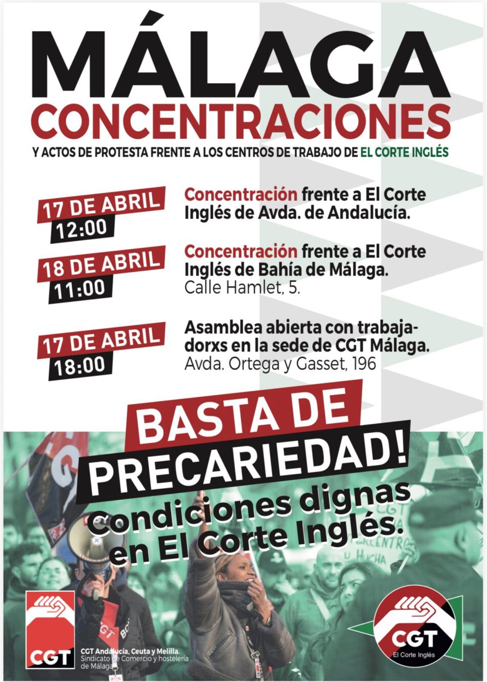 Jornadas de protestas ante El Corte Inglés en Málaga