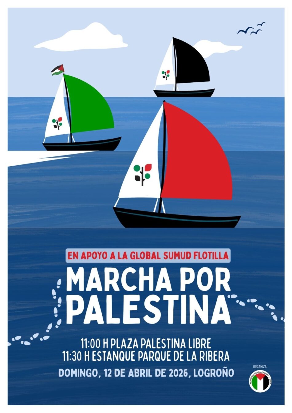 Acampada por Palestina convoca en Logroño y Calahorra acciones en apoyo a la Global Sumud Flotilla que parte de Barcelona el 12 de abril