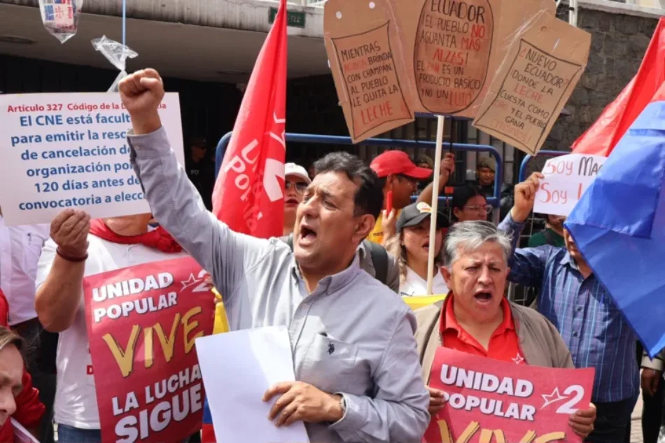 CNE Ecuador cancela a partidos Construye y Unidad Popular y allana camino al autoritarismo