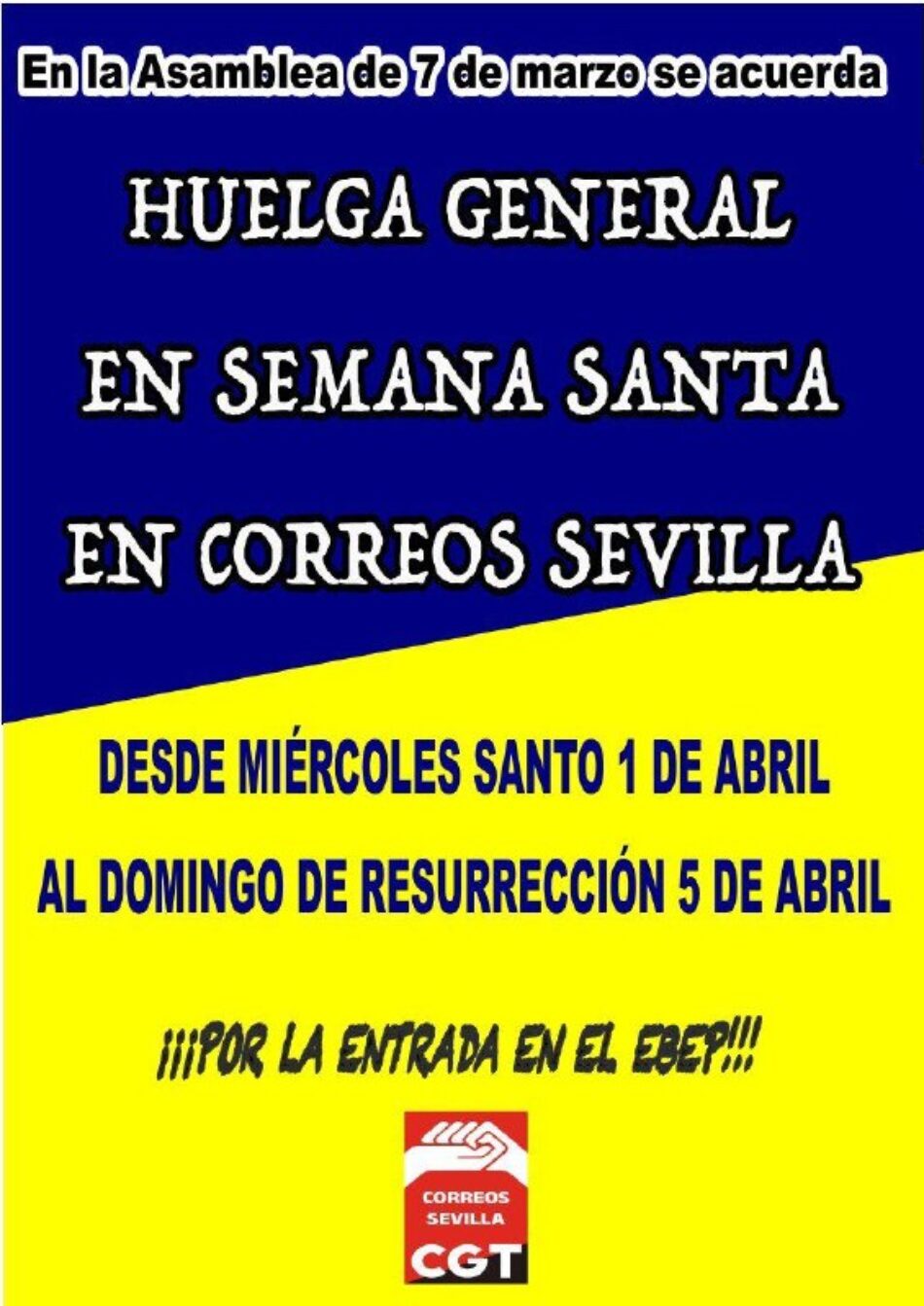 CGT Sevilla mantiene la huelga en Correos tras una negociación sin acuerdo con la empresa