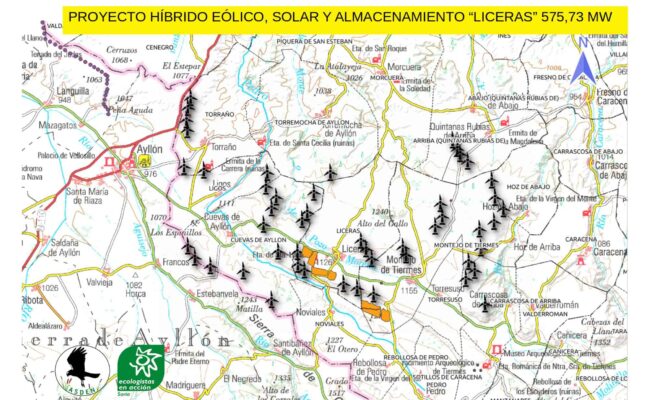 Ecologistas rechaza el macroproyecto de energías renovables en la Comarca de Tiermes