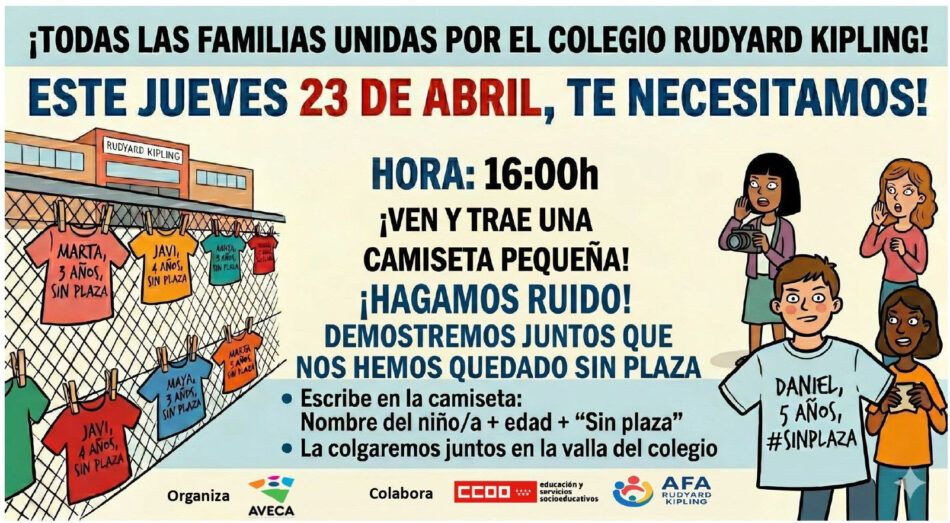 El Cañaveral (Madrid) se une a la acción «abraza tu centro» para exigir más plazas escolares públicas